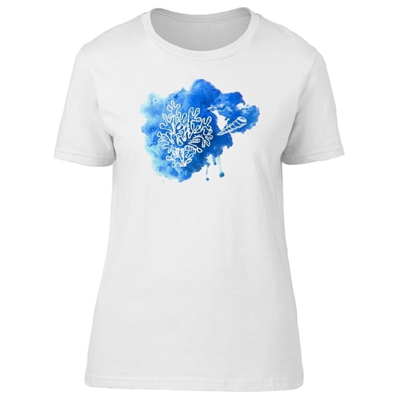 Beautiful Blue Watercolor Coral Tee Women's -Image by Shutterstock
