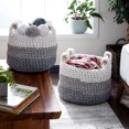 thumbnail image 3 of DecMode 13", 12"H White Polyester Handmade Ombre effect Storage Basket with Handles, 2-Pieces, 3 of 10