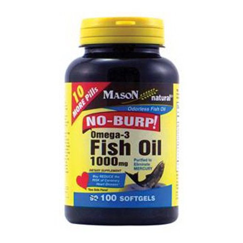 Mason Natural Omega3 Fish Oil NoBurp! Softgels, 1000 Mg, 100 Ct