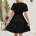thumbnail image 3 of Taylonsss Womens Dress Ruffle Hem Flutter Sleeve V Neck Flowy Graceful Casual Outfit, 3 of 4
