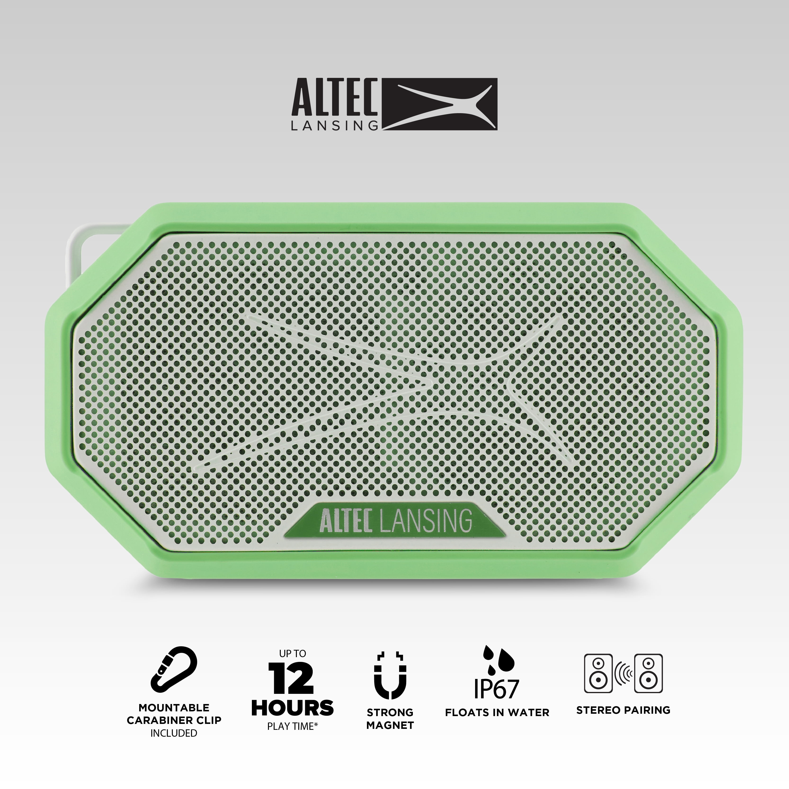 Altec Lansing HydraMini 2.0 Portable Bluetooth Speaker, Waterproof IP67, 12-Hour Battery, Wireless Pairing, USB-C Quick Charge, Magnetic Mount, Voice Assistant, Compact Outdoor Speaker