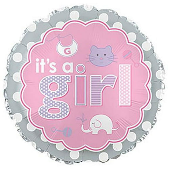 LOONBALLOON Baby Girl Balloons, 17″ ITS A GIRL BABY ICONS