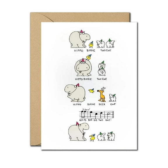 Adorable Hippo Greeting Card - Blank Inside with Envelope - Fun for All Occasions