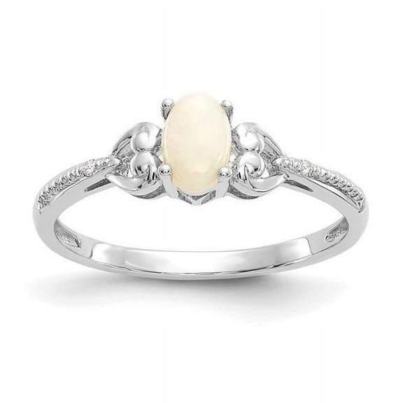 Primal Gold 10 Karat White Gold Opal Diamond Ring