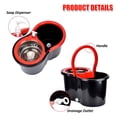 thumbnail image 3 of Mop and Bucket Set, Mops and Buckets for Floors, 360 Spin Mop and Bucket System, Dust Mop and Bucket with Wringer Set for Floor Cleaning System, 3 Mop Replacement Heads, Black & Red(One Set), 3 of 7