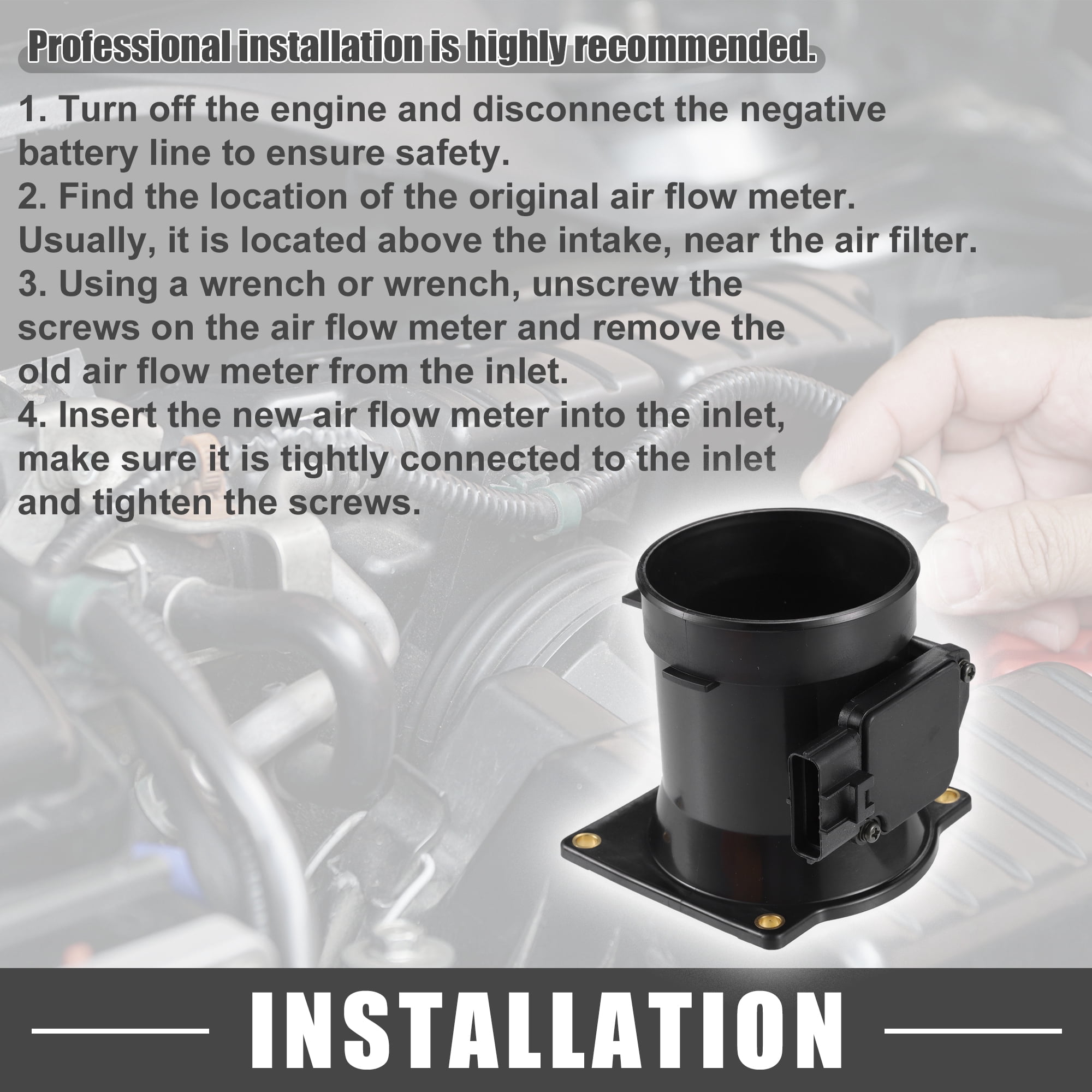 Unique Bargains MAF Sensor Assembly No.YC2F-12B579-BA MAF Mass Air Flow Sensor for Ford F-150 2004-2007 Plastic Black