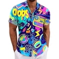 thumbnail image 2 of Mens Hawaiian Shirt Short Sleeve Retro Button Lapel Top 80s Music Printed Casual Soft Summer Holiday Seaside Beach Shirts for Men Multicolour XXXXL, 2 of 4