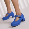 thumbnail image 4 of B91xZ Chaussures pour Femmes Bout Rond à Enfiler Chaussures Plates pour Femme Talon Bas Confort Doux, Bleu 8, 4 of 5