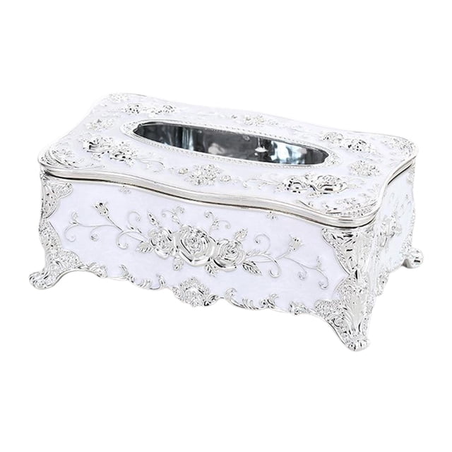 veasfak Creative Ornate Tissue Box Cover Storage Paper Napkin Case Home Hotel Holder White