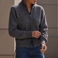 thumbnail image 5 of Lnmiateer Women Zip Up Chunky Knit Cropped Cardigan Long Sleeve Sweater Jacket Relaxed Fit Knit Outerwear Fall Winter Casual Daily Layering Coat, 5 of 6