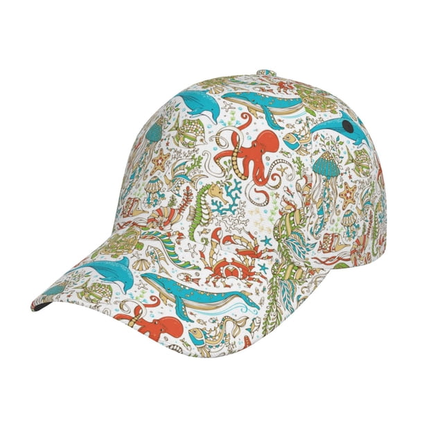 Fotbe Sea Animal Gorro Clásico de Béisbol, Gorra Ajustable con Broche Snapback, Gorro de Exterior de Algodón Suave