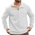thumbnail image 4 of Blekii Men's Jacquard Knit Sweatshirt, Button Detail Stand Collar Pullover, Textured Pattern Long Sleeve Top, Smart Casual Layer for Spring/Fall, Lightweight And Breathable, Stylish, 4 of 5