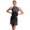 Black, variant on inlzdz Womens Latin Tango Dance Dress Shiny Tassel Leotard Dancewear Sleeveless Backless Bodysuit Black XS