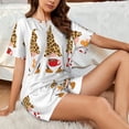 thumbnail image 4 of Bingfone Christmas Gnomes In Leopard Print Pajamas Sets for Women Soft Short-Sleeved Pjs with Lounge Shorts Two Piece Sleepwear, 4 of 5