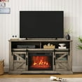 thumbnail image 5 of ChaoLink Farmhouse Electric Fireplace TV Stand w- 23in Electric Fireplace and Remote Control, Large Entertainment Center with Sliding Barn Door & Storage Shelves 1400WGray, 5 of 7