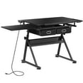 thumbnail image 5 of ZENSTYLE Drafting Table Wooden Drawing Desk Craft Station Artist W/ Stool and Charging Station Black, 5 of 8