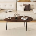 thumbnail image 4 of Costway Oval Coffee Table with Sturdy Metal Construction & Compact Design, Retro Sofa Table Walnut, 4 of 10