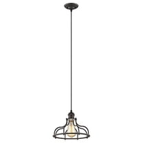 JAXON Industrial-style 1 Light Rubbed Bronze Ceiling Mini Pendant 10" Wide