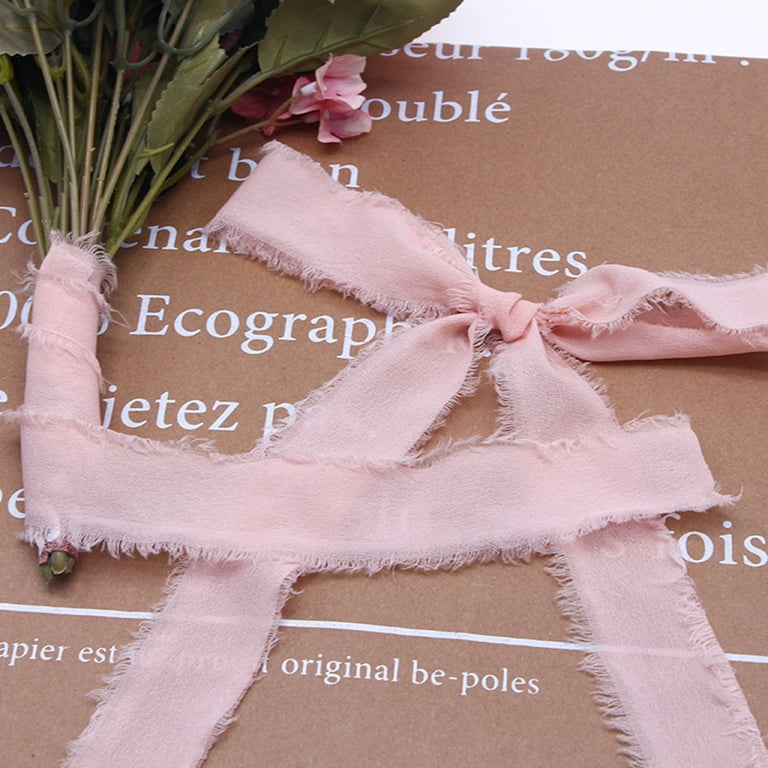 3 Rolls Handmade Tassel Chiffon And Silk Ribbon Set For Wedding Invitation,  Bridal Bouquet, Present Packaging And Diy Crafts, Including Pink, Cream,  And Shades Of Red.
