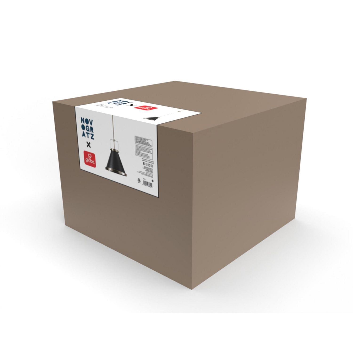 Luminaire suspendu à 1 ampoule Sophia de Novogratz x Globe, noir mat, accents laiton mat