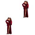 thumbnail image 1 of Sonducket Poliéster Mujer Camisón Cárdigan Color sólido Encaje Elegante Invierno Otoño Manga larga Hotel Dormitorio Ropa de dormir 2piezas, 1 of 6