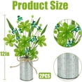 thumbnail image 3 of 2 Pcs St Patrick’s Day Decorations Artificial Shamrock Berry Stems in Vase 12'' Green Clover Floral Branches with Metal Pot Greenery Floral Branches for Party Home Table Centerpieces, 3 of 10