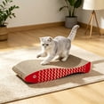 thumbnail image 2 of Qocolcyl Red Fish Shaped Corrugated Cardboard Cat Scratcher Pad, Durable Scratch Board Lounge Bed, Furniture Protector Claw Sharpener Interactive Enrichment Toy For Indoor Kittens Adult Cats, 2 of 5