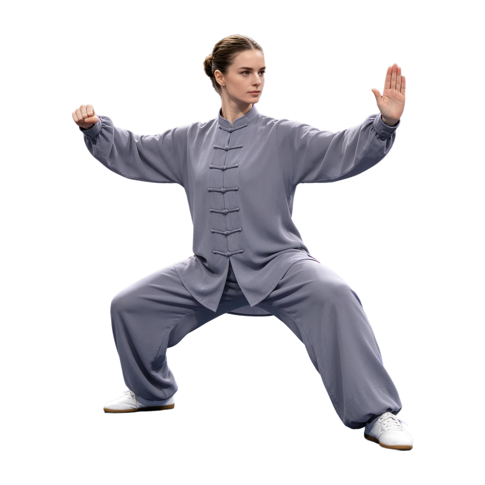 TiaoBug Men Martial Arts Wing Chun Suit Chinese Tai Chi Uniform Kung Fu Clothing Taichi Performance for Sports Grey S