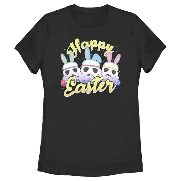 Women's Star Wars Happy Easter Stormtroopers  Graphic Tee Black 2X Large