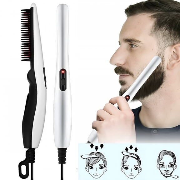 HIBIBUD Beard Straightener Comb Quick Heated Hair Straightening Brush Styler For Men