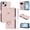 Rosegold, variant on Wallet Case For iPhone 13, Elegant 3D Floral Pearl Heart Bling Rhinestone PU Leather Flip Cover with Card Holder Wrist Strap Kickstand & Magnetic Closure for Women Girls, Rosegold