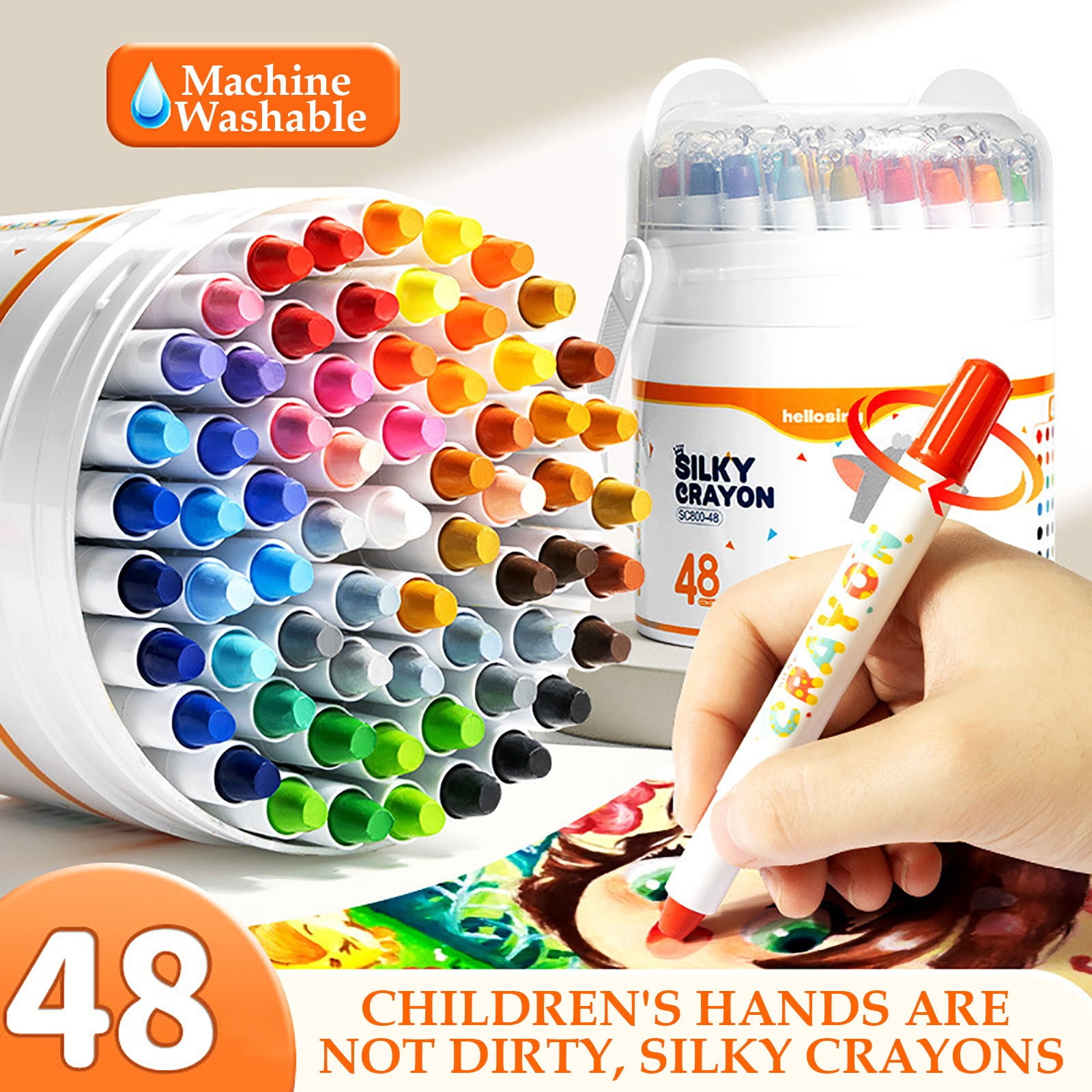 Twistable Silk Speed Drying Oil Painting Stick Barrel Pens Set, Water Solubility Drawing Tools for Boy and Girl - 12 Colors