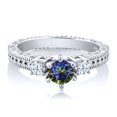 thumbnail image 2 of Gem Stone King 0.72 Ct Round Blue Mystic Topaz 925 Sterling Silver Ring (Size 5), 2 of 2