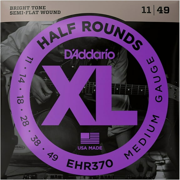 D'Addario EHR370 Half Round Electric Guitar Strings, Medium, 11-49