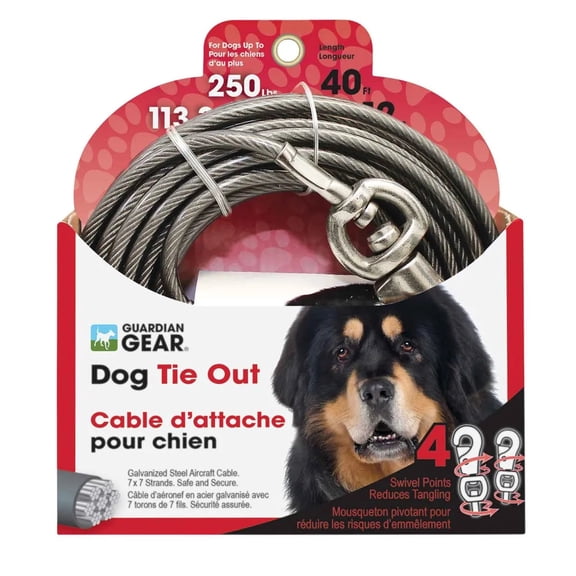 Boss Pet Super Beast XXL Dog Twin-Swivel Vinyl Coated Tie-Outs 40ft Up 250lbs