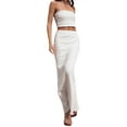 thumbnail image 4 of Women Y2K Long Skirt Set 2 Piece V Neck Halter Crop Top Off Shoulder Slim Fit Tube Top Split Maxi Skirts Outfit, 4 of 7