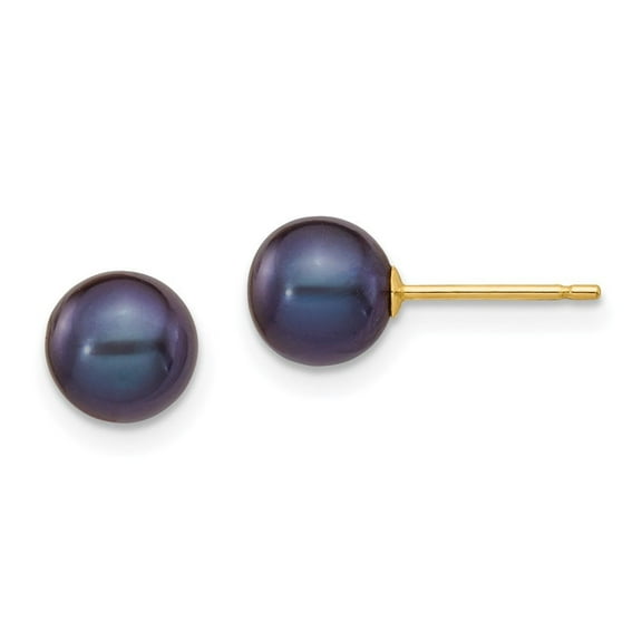 Auriga Fine Jewelry 14K Yellow Gold 6-7mm Black Pearl Stud Earrings for Women