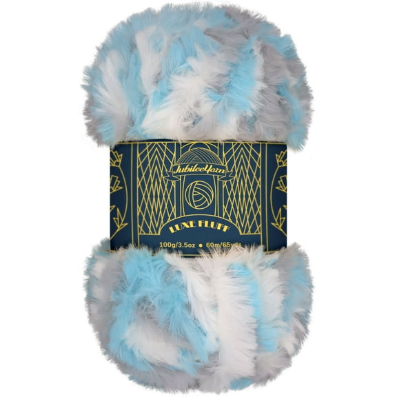 JubileeYarn Luxe Fluff Yarn - 100g/Skein Chunky Polyester Faux Fur - Heron - 1 Skein