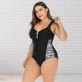 thumbnail image 4 of Wide Shoulder Straps Pads Backless Women Monokini Plus Size Patchwork Color One-piece Bikini Beachwear, 4 of 7