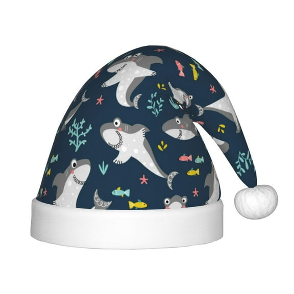 Balery Friendly Sharks Pattern Santa Hat Christmas Hat Funny Christmas Hat Christmas Knitted Beanie Hat For Kids