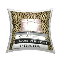 Stupell Industries Glam Handbag Fashion Book Stack Cheetah Pattern Gold,18 x 7 x 18 Decorative Pillows