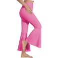 thumbnail image 4 of Pink Leggings for Women Ladies Solid Color High Waist Slim Fit Casual Flared Pants Trousers Woman Pants Clearance, 4 of 6