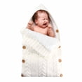 thumbnail image 3 of DPTALR Newborn Baby Blanket-Wrapped Baby Plus Velvet Sleeping Bag Thick Knitted Warm Sleeping Bag Woolen Stroller Sleeping Bag, 3 of 5