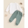 thumbnail image 4 of Suealasg Toddler Boy 2Pcs Fall Outfits Long Sleeve Crew Neck Letter Print Sweatshirt Elastic Waist Sweatpants 6M 1T 2T 3T Infant Baby Boy Autumn Clothes, 4 of 7