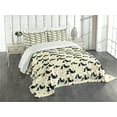 thumbnail image 3 of Ambesonne Feminine Quilted Bedspread Set 3 Pcs, Dog Cat Pet Love Romance, King Size, Beige Black Red, 3 of 5