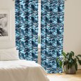 thumbnail image 2 of Ambesonne Palm Tree Curtains, Geometric Blue Shades, Pair of 28"x63", Blue Dark Blue White, 2 of 5