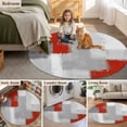 thumbnail image 5 of Red Grey Round Area Rug 7Ft Washable Circle Rugs for Dorm Laundry Room, Abstract Geometric Color Block Oil Painting Non-Slip Carpet Floor Mats Indoor Outdoor Carpet Runner Aesthetic Home Decor, 5 of 8