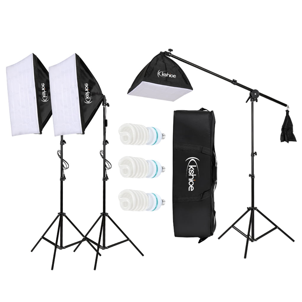 Phot-R 3m Adjustable Nano Soft Box Photo Studio Light Stand Kit Chamois Cloth 