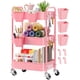 thumbnail image 1 of Carrito rodante Aofure de 3 niveles metálico con ruedas bloqueables rosa, 1 of 9
