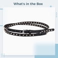 thumbnail image 5 of Women's Double Wrap Studded Belt, 66.1 in / 168 cm Long, Punk Waist Belt, Fashionable Skinny Belt, Classic Black Leather Belt, 5 of 5